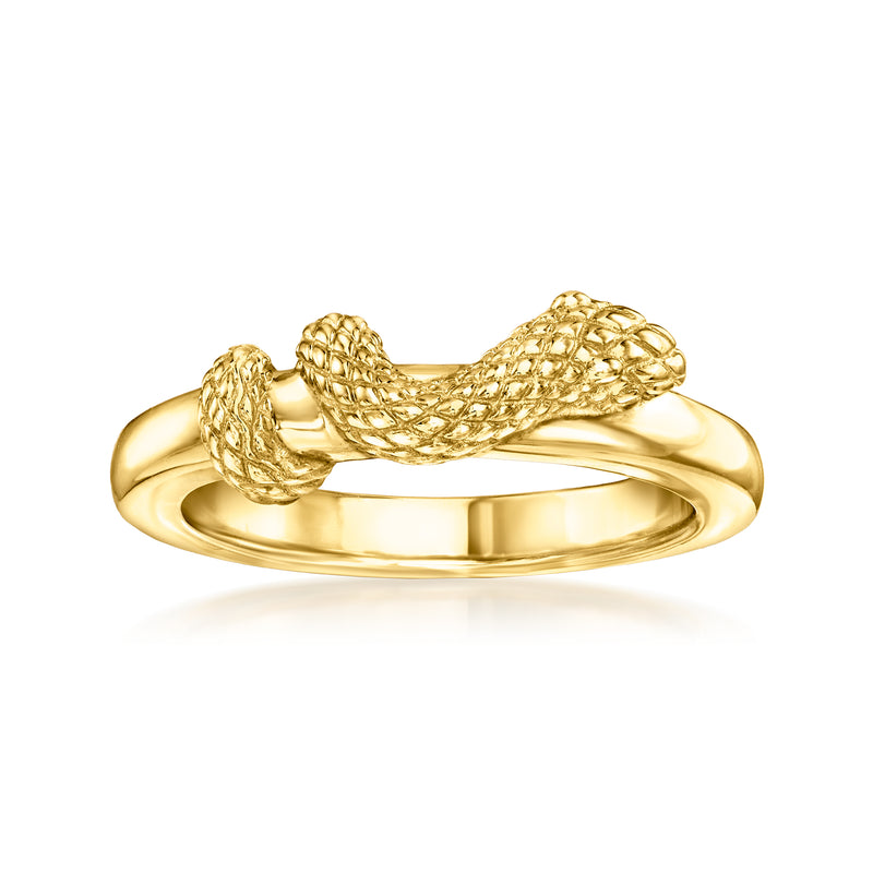 18kt gold over sterling snake ring with coiled snake head detail, gold tone