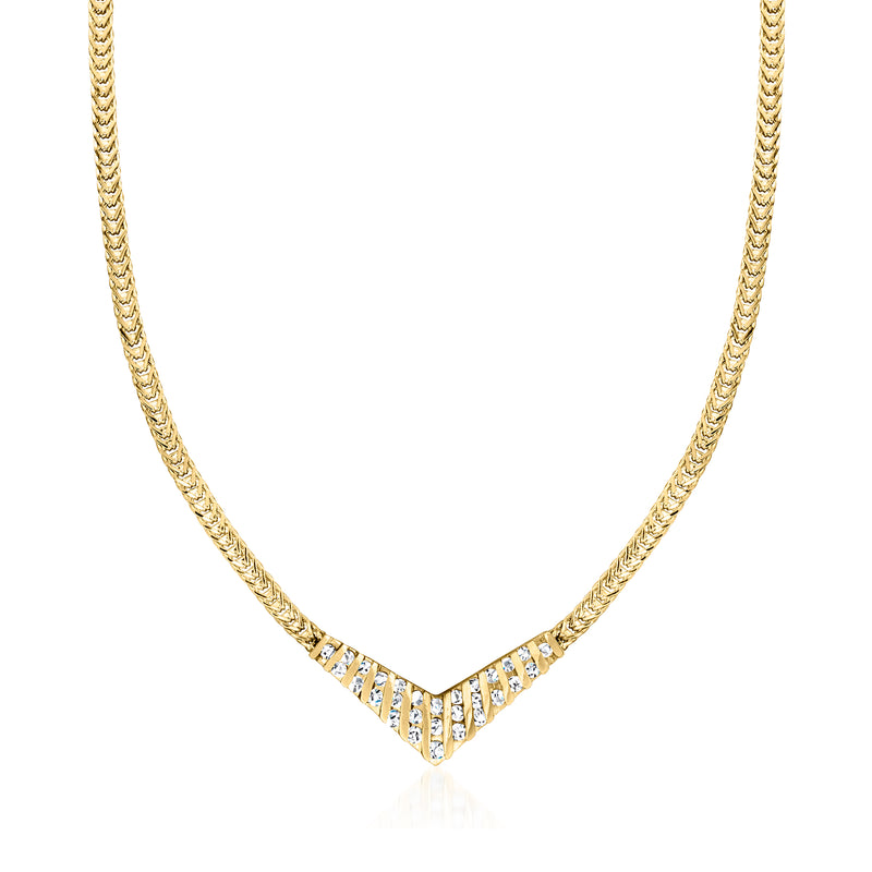 Vintage diamond chevron necklace in 14kt yellow gold