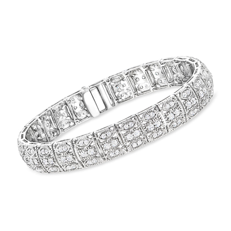 Vintage-style cubic zirconia bracelet in sterling silver