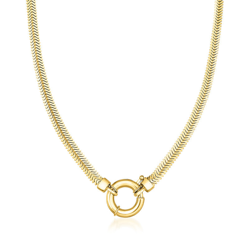 14kt yellow gold flat snake-chain necklace with springring clasp