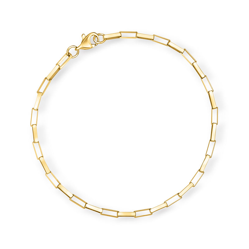 14kt yellow gold box-chain bracelet, polished rectangular links