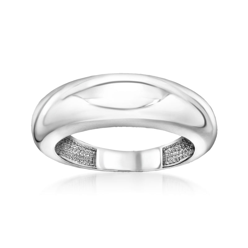 14kt white gold domed ring with textured side cutouts