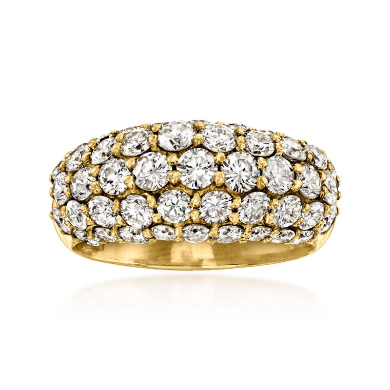 Vintage diamond ring in 18kt yellow gold with pavé-set round diamonds