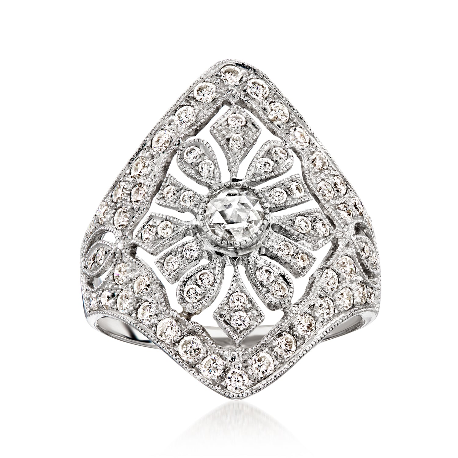 C. 1990 Vintage 1.05 ct. t.w. Diamond Cluster Ring in 18kt White Gold