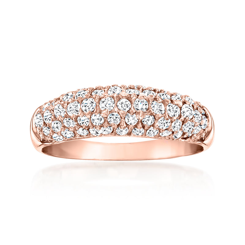 Vintage rose gold diamond ring with round pave stones