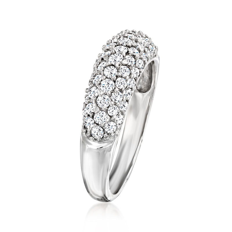 Vintage white gold diamond cluster band ring, domed row of round stones