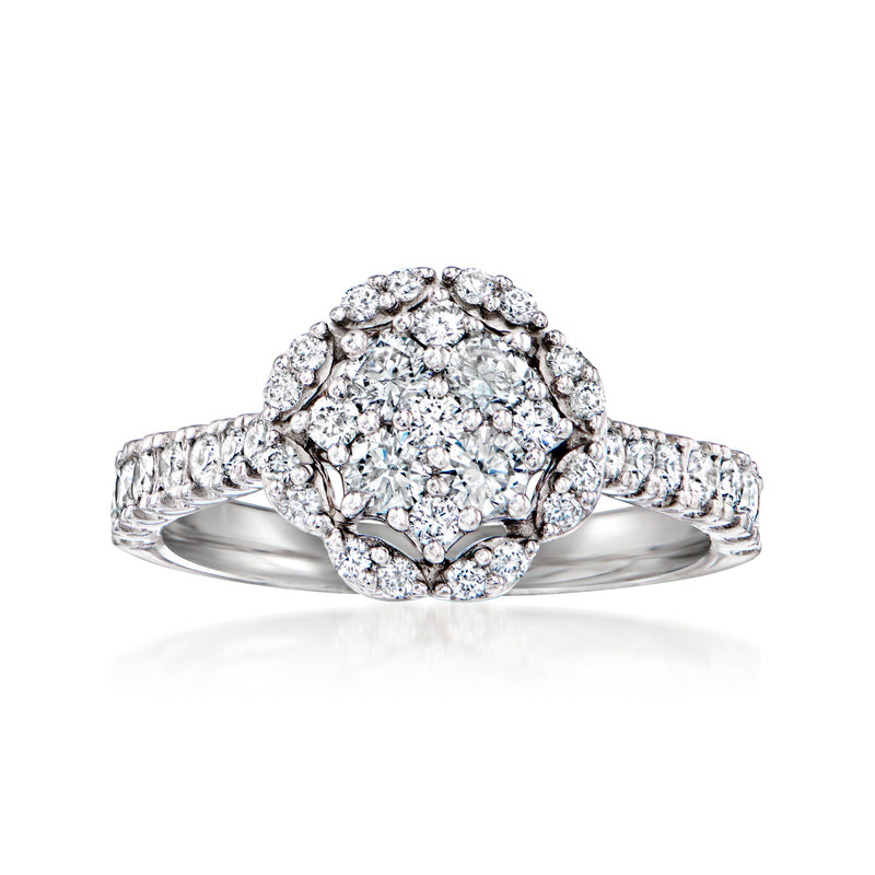 Vintage diamond cluster ring in 14kt white gold