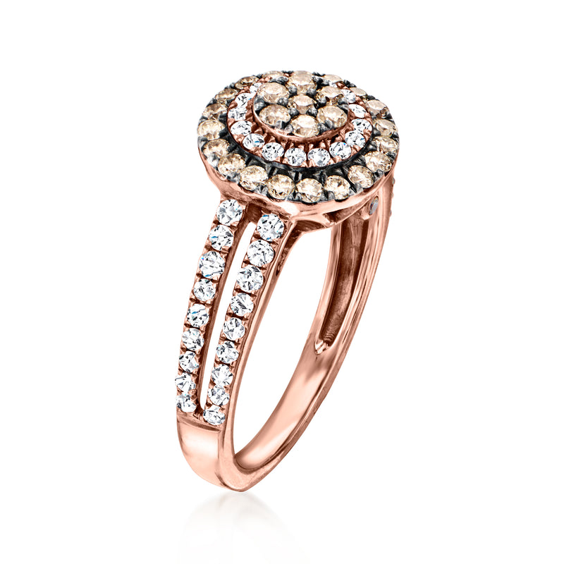 Le Vian diamond halo ring in rose gold with split shank