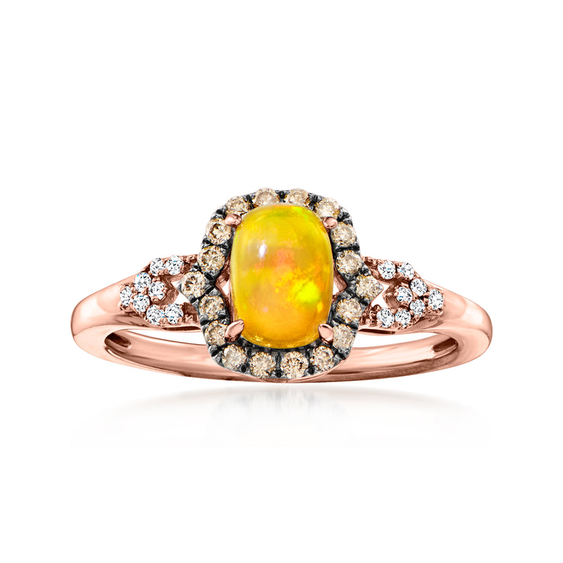 Le Vian opal ring with diamond halo and rose gold band