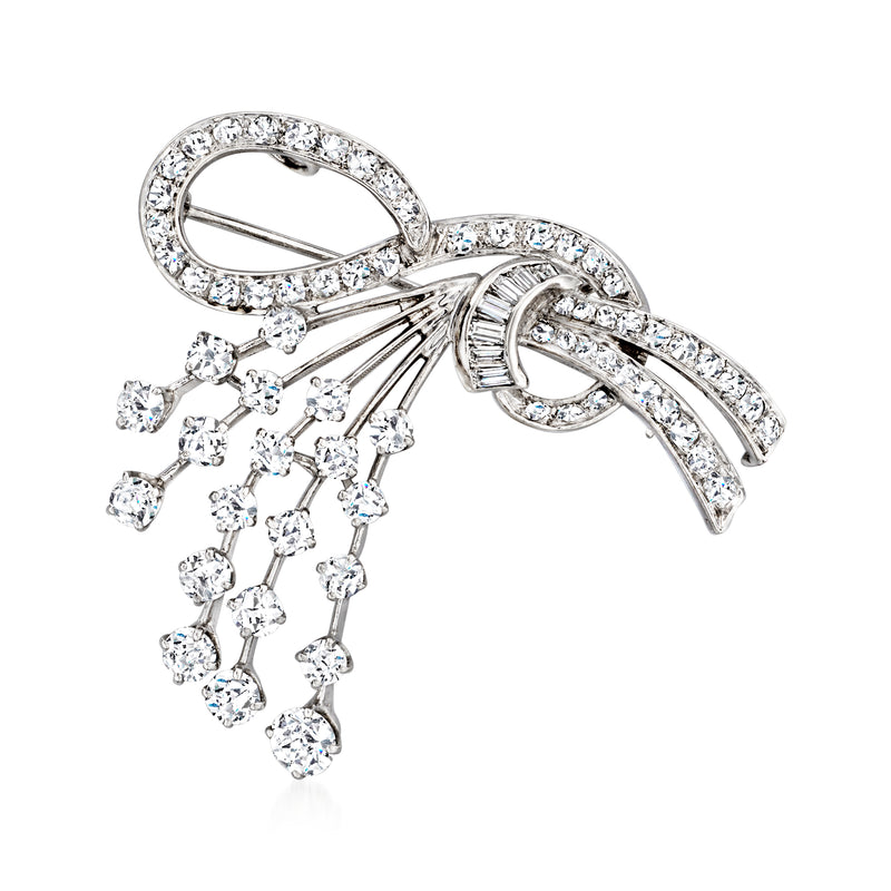 Vintage diamond spray pin/pendant, white gold, round stones with dangling fringe