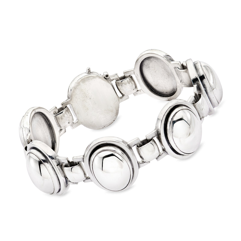 Vintage Georg Jensen sterling silver oval-link bracelet with wide oval and round links