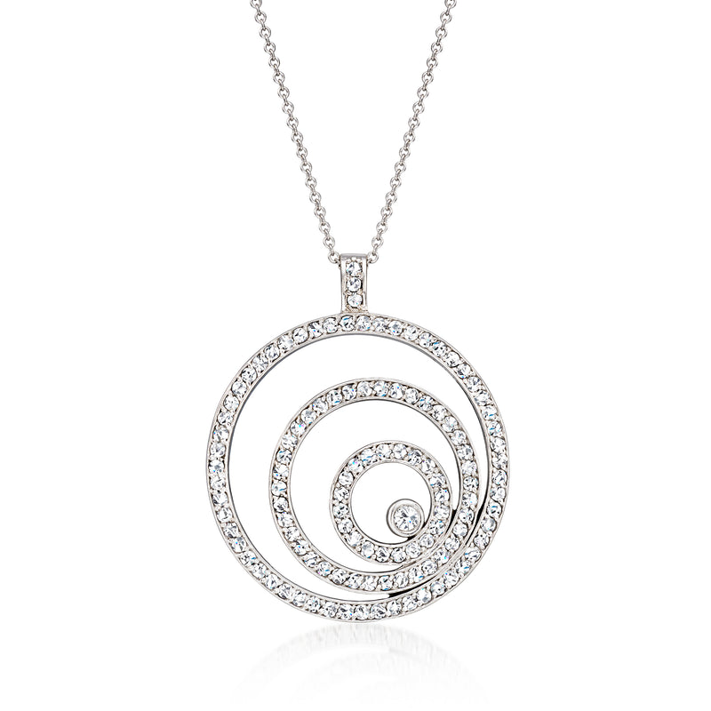 14kt white gold diamond multi-circle round pendant necklace on a chain