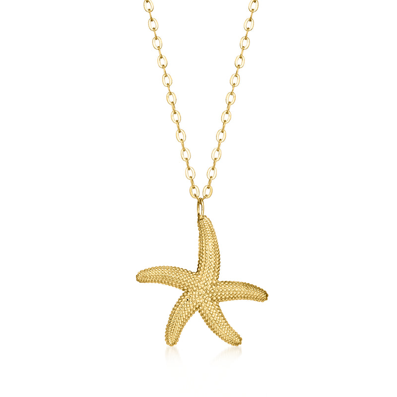 10kt yellow gold starfish pendant necklace with linked chain