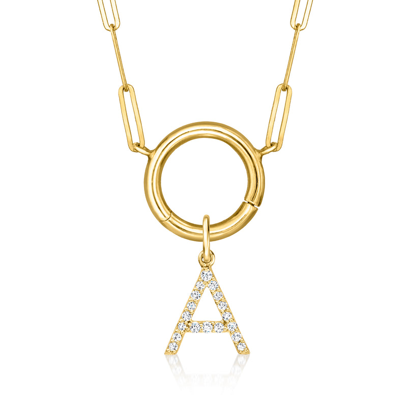 14kt yellow gold diamond initial charm with letter A pendant