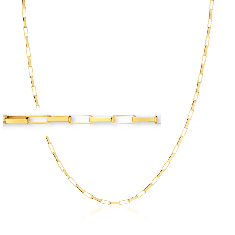 14kt yellow gold box-chain necklace with rectangular links