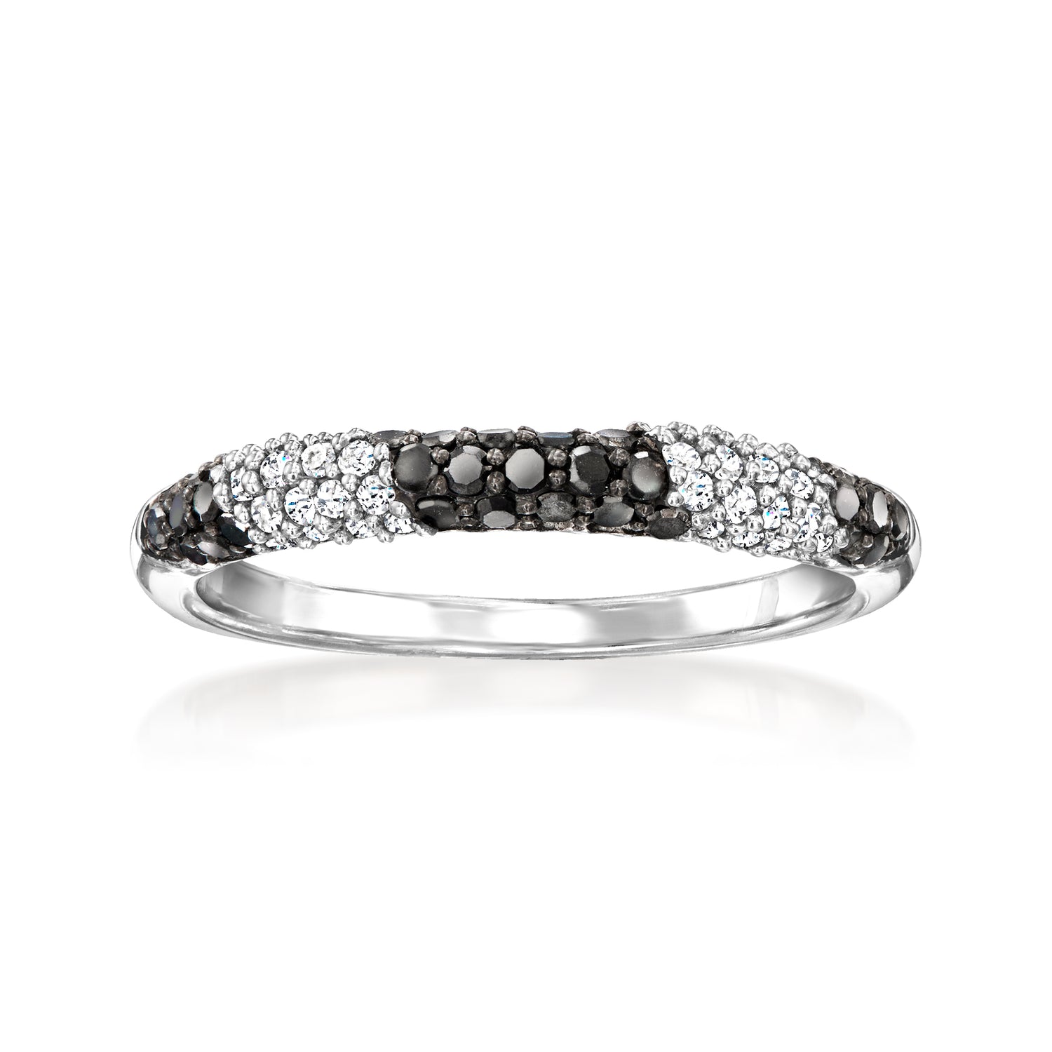 .50 ct. t.w. Black and White Diamond Striped Ring in Sterling Silver