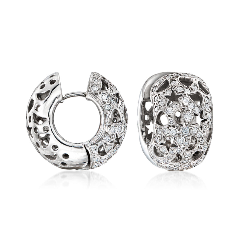 Vintage diamond multi-symbol hoop earrings in 18kt white gold