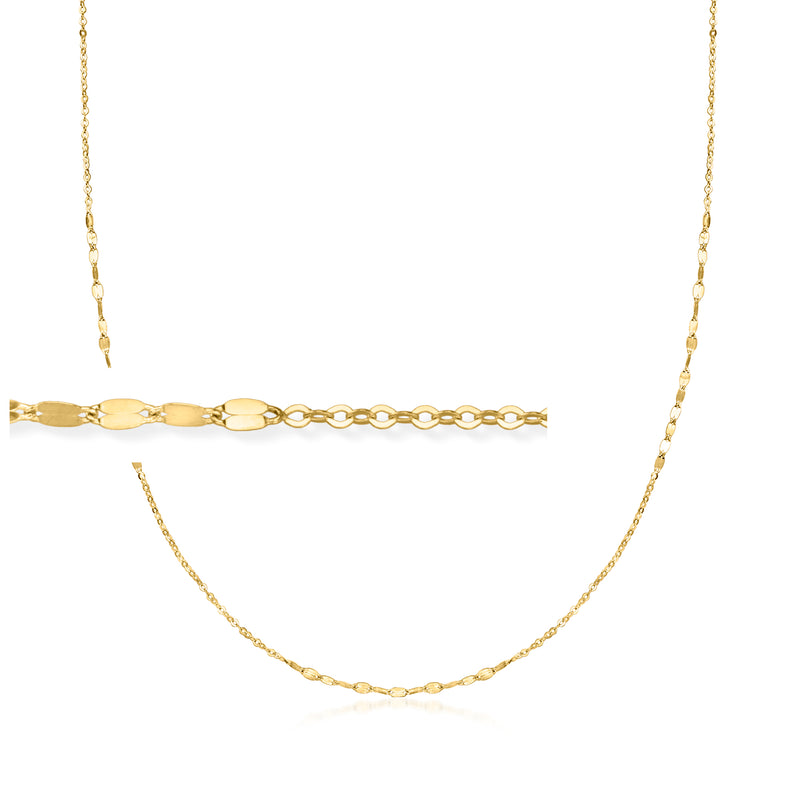 10kt yellow gold chain necklace with alternating cable and lumachina links