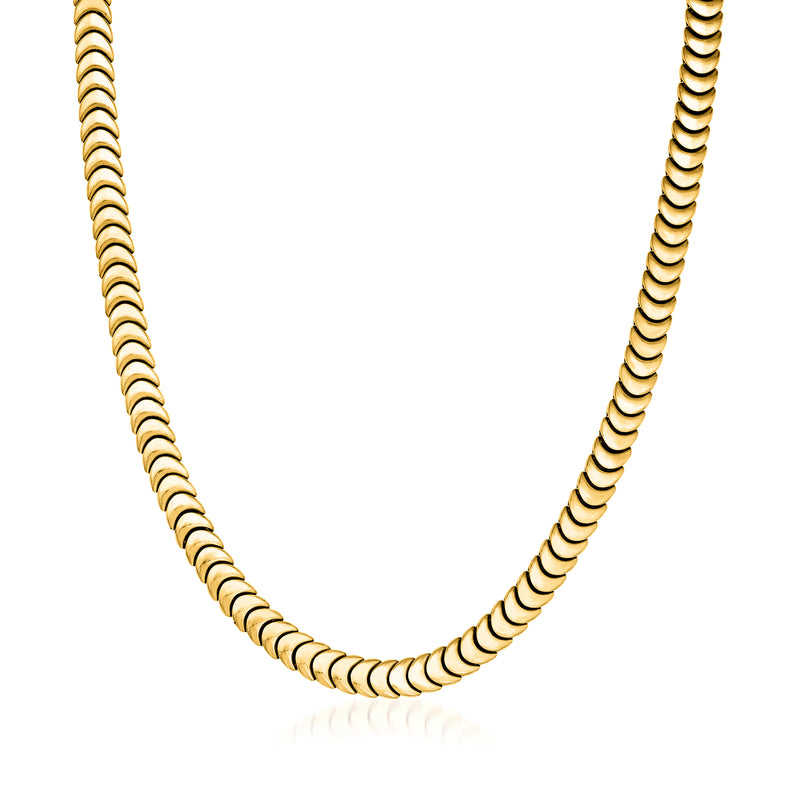 14kt yellow gold caterpillar-link necklace with oval chain links