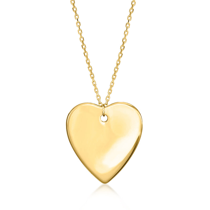 10kt yellow gold heart pendant necklace with polished heart charm and link chain
