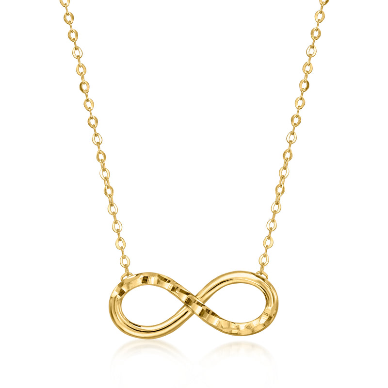 10kt yellow gold diamond-cut infinity pendant necklace with link chain