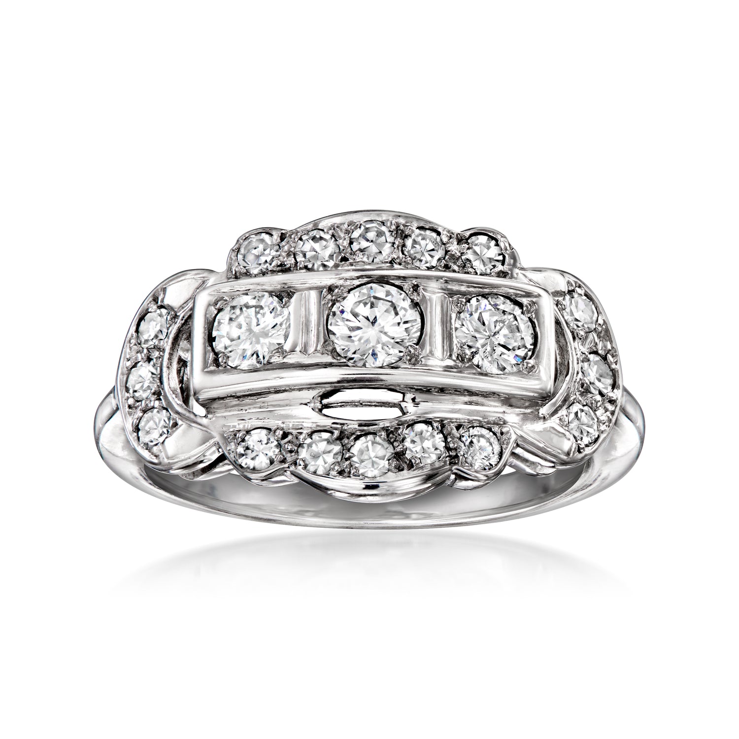 C. 1990 Vintage .90 ct. t.w. Diamond Cluster Ring in 14kt White Gold