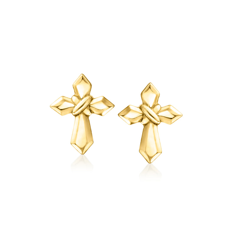 10kt yellow gold petite cross stud earrings