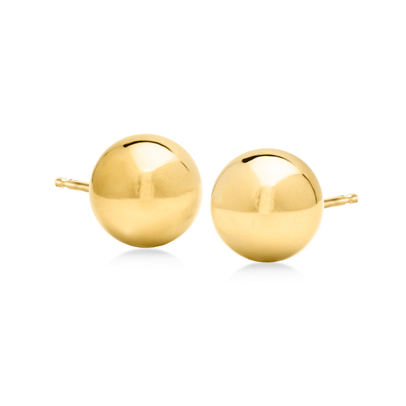 10mm 10kt yellow gold ball stud earrings with round polished posts