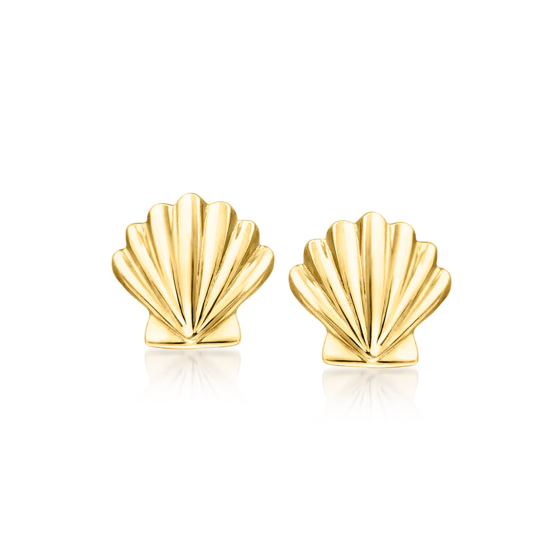 Petite 10kt yellow gold shell stud earrings