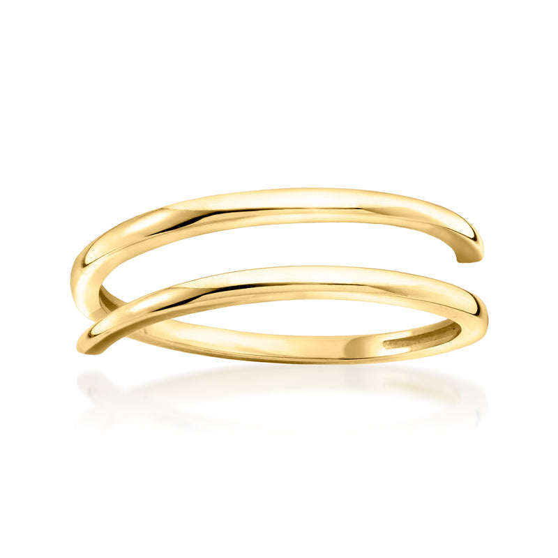 10kt yellow gold bypass ring with double interwoven bands, polished finish