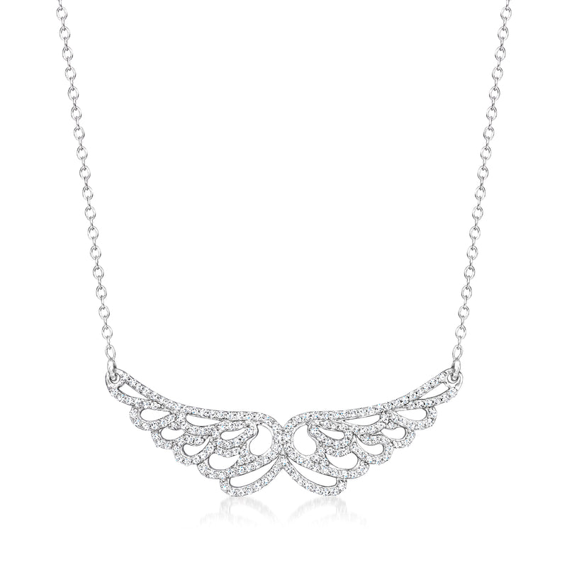 0.50 ct t.w. diamond angel wings necklace, sterling silver chain and wing pendant