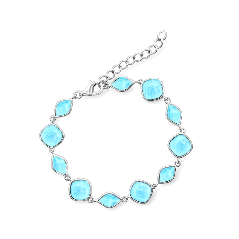 Sterling silver larimar bracelet with oval blue gemstone links
