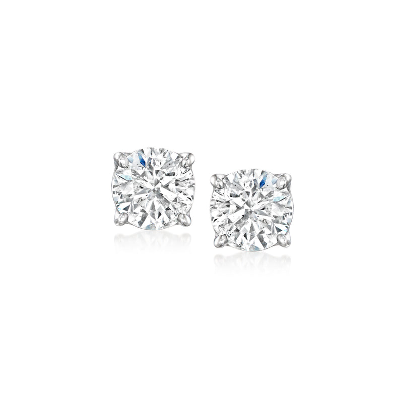 14kt white gold diamond stud earrings, cushion-cut center stones