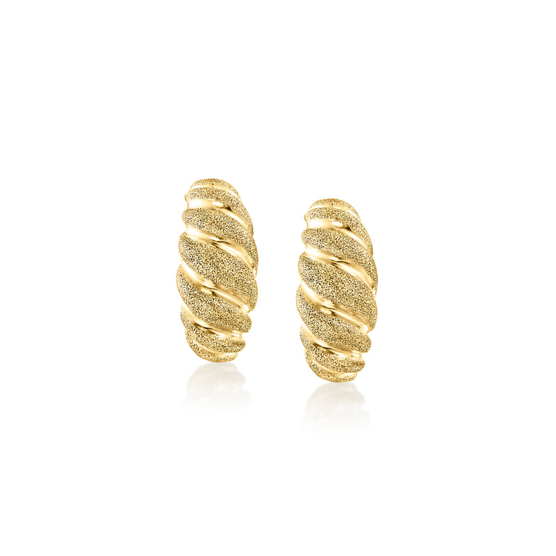 Vintage 14kt yellow gold shrimp motif clip/post earrings, textured ridges
