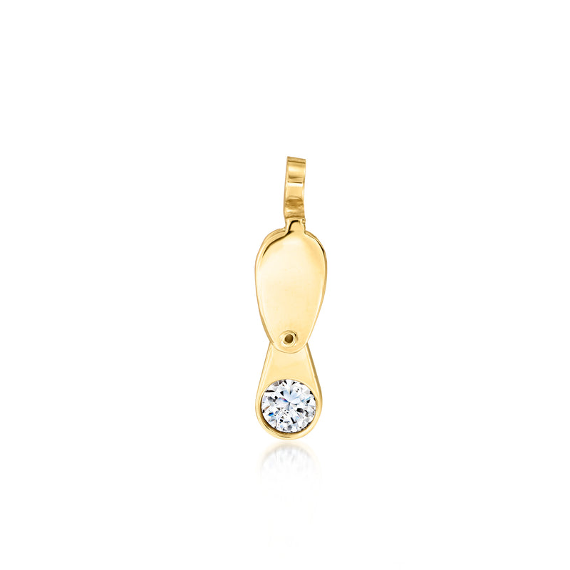 14kt yellow gold loupe-style tie tack with round clear CZ stone