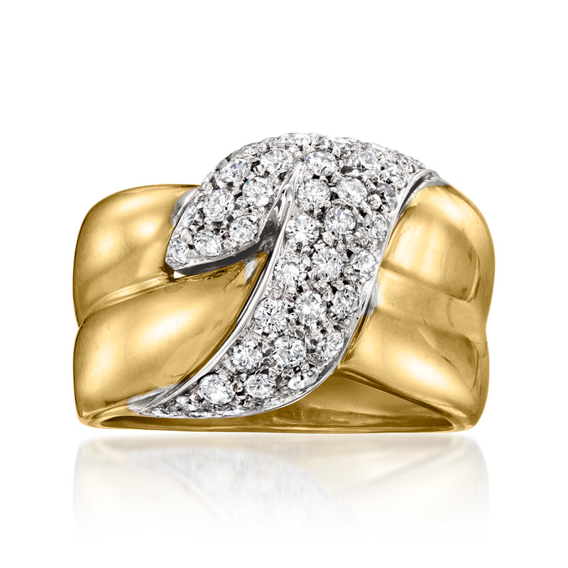 Vintage diamond curve ring in 18kt yellow gold
