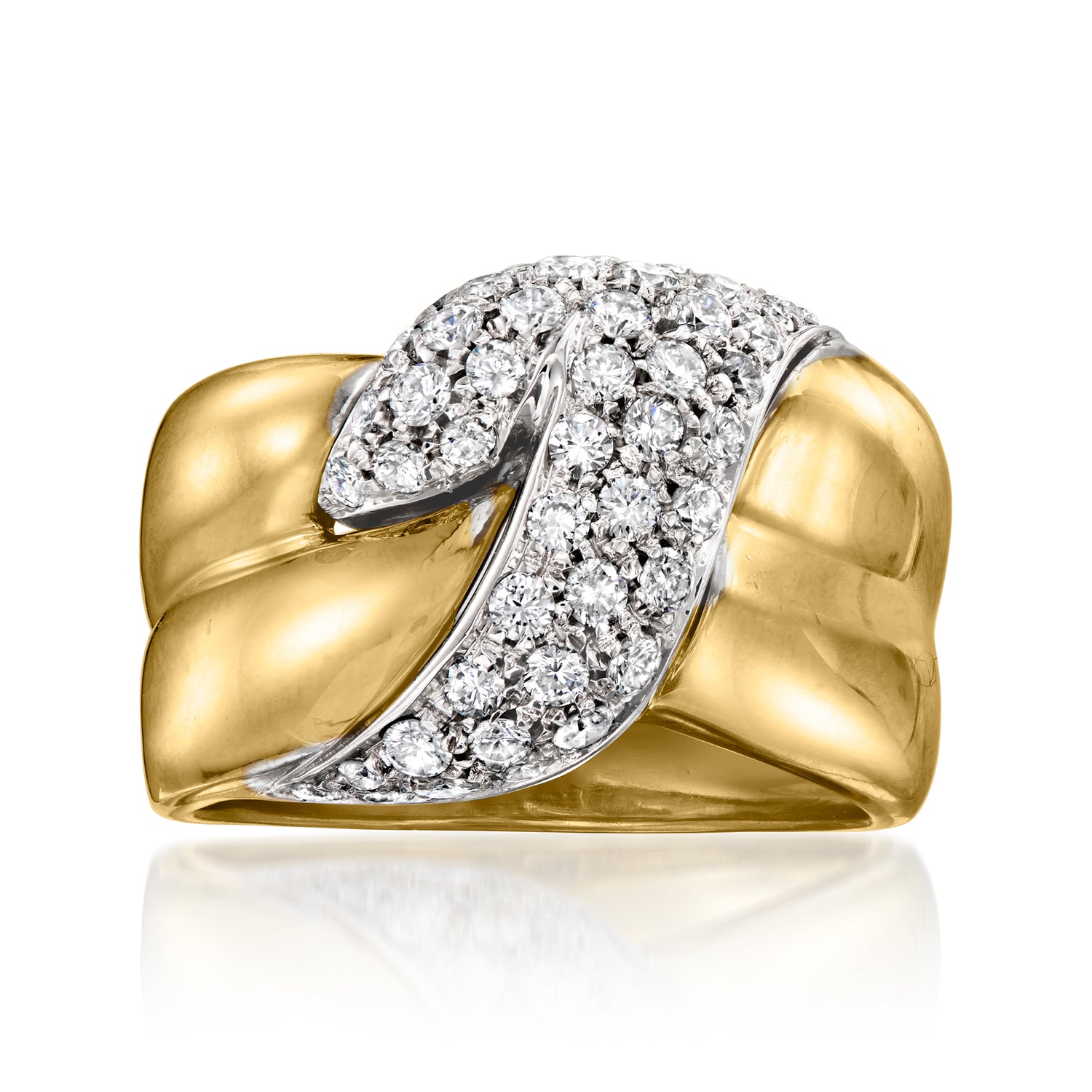 C. 1980 Vintage 1.00 ct. t.w. Diamond Curve Ring in 18kt Yellow Gold