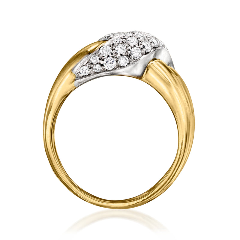 Vintage diamond curve ring in 18kt yellow gold, size 7.5