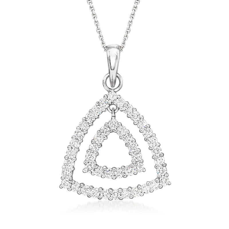 Diamond double-triangle pendant necklace in white gold