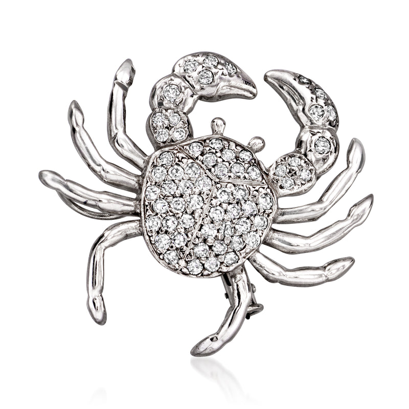 Vintage diamond crab pin pendant in 18kt white gold