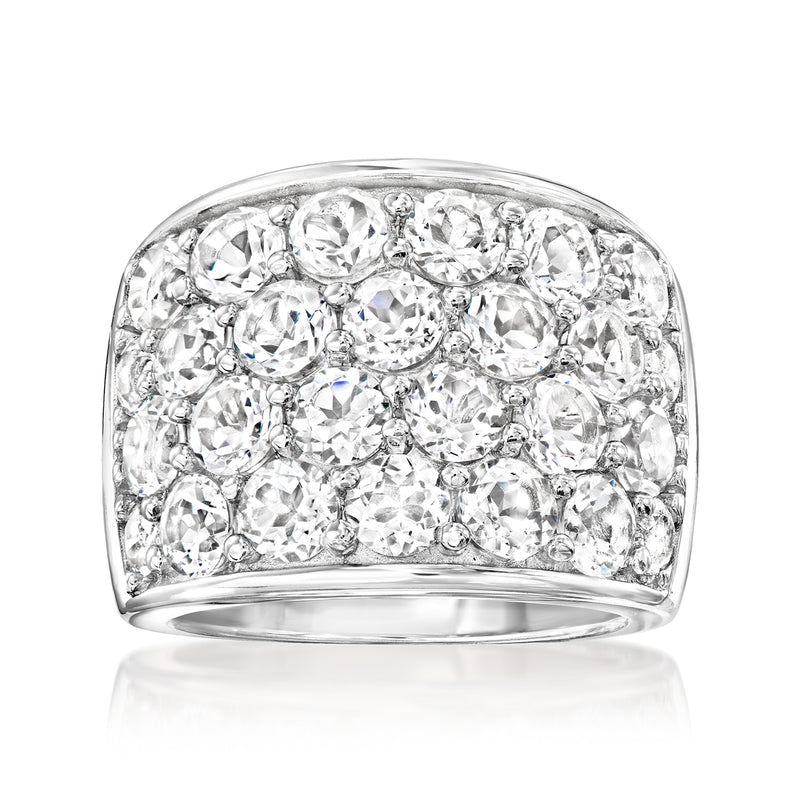 Sterling silver ring with cluster of white topaz stones