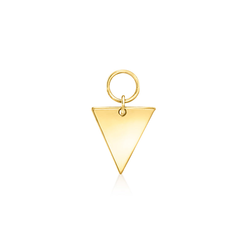 14kt yellow gold triangle hoop charm with circular top loop
