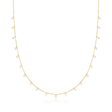 2.5-3mm Cultured Pearl Station Necklace in 10kt Yellow Gold