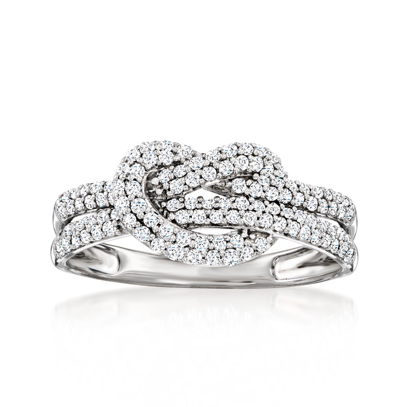 Diamond knot ring in sterling silver with pavé-set stones