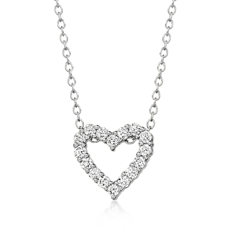Sterling silver heart pendant necklace with lab-grown diamond accents