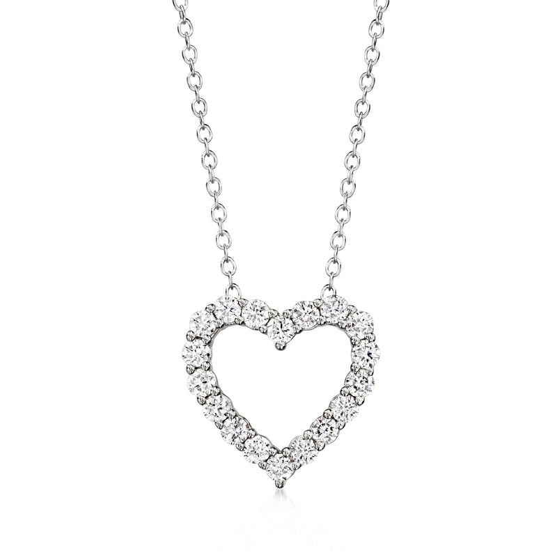 Sterling silver heart pendant necklace with lab-grown diamond-style sparkle