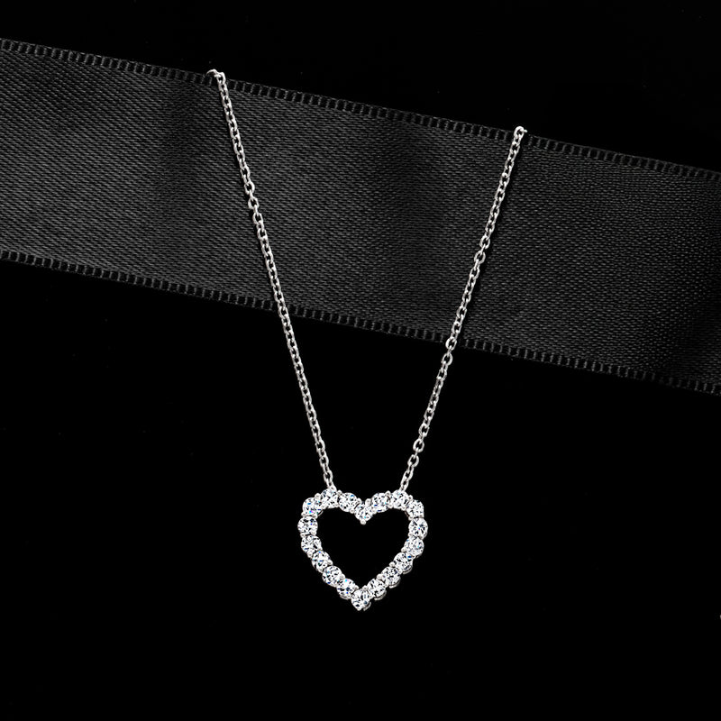 Sterling silver lab-grown diamond heart pendant necklace