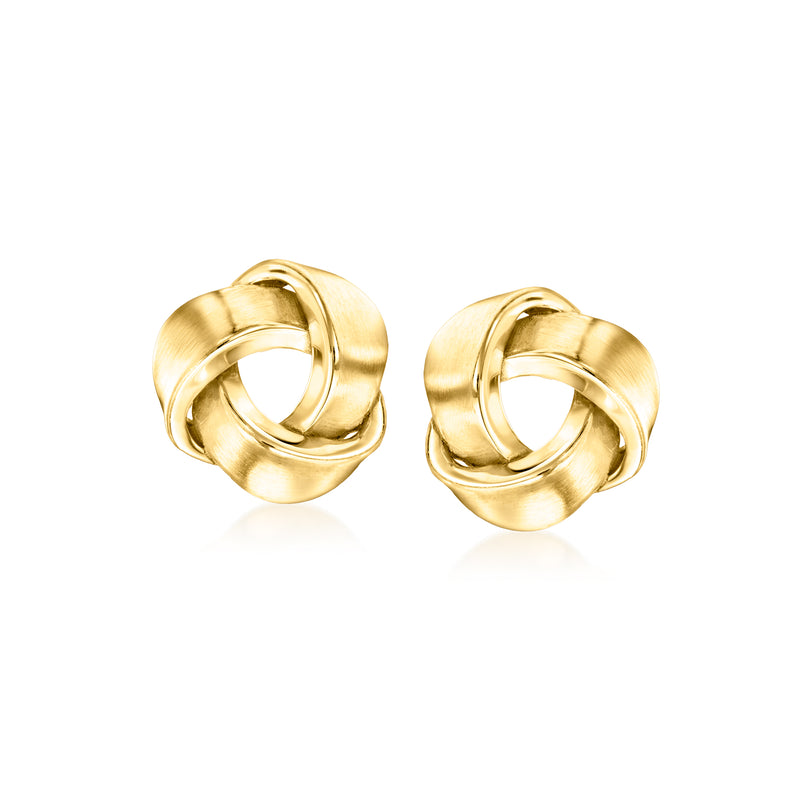 18kt gold vermeil love knot stud earrings, twisted knot design