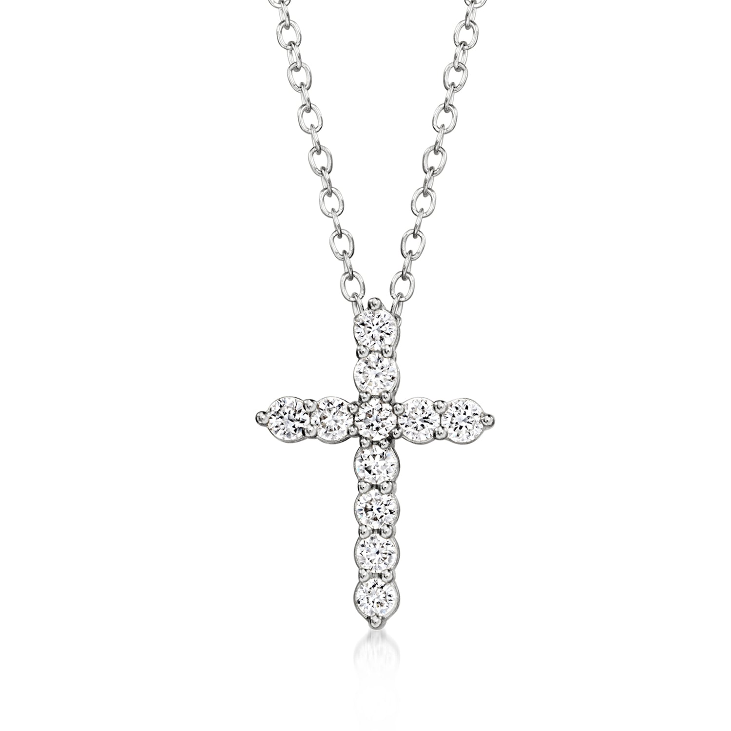 .25 ct. t.w. Lab Grown Diamond Cross Pendant Necklace in Sterling Silver