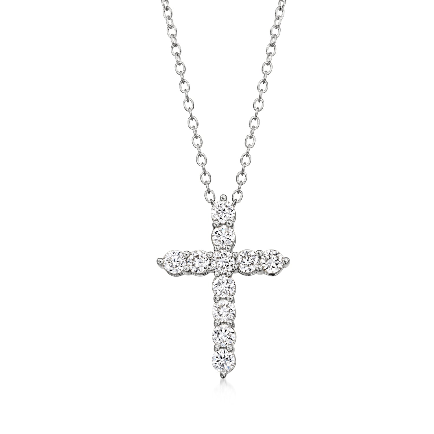 .50 ct. t.w. Lab Grown Diamond Cross Pendant Necklace in Sterling Silver